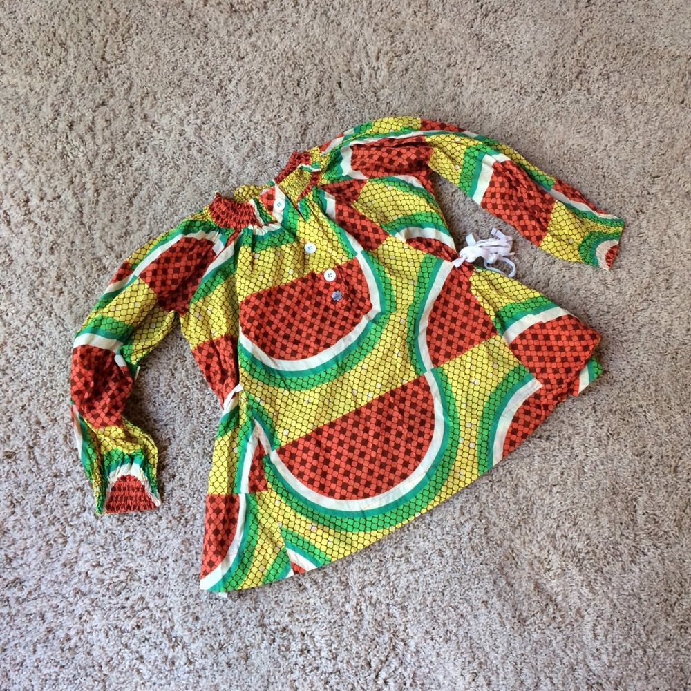 Girl’s Vibrant Buttoned Watermelon Print Top S 10